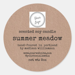 Soy Candle   Kraft paper  Add Your Logo 3 inch Classic Round Sticker