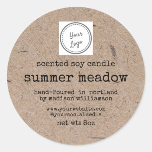 Soy Candle   Kraft paper  Add Your Logo Classic Round Sticker