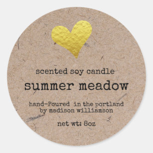 Soy Candle Kraft paper Typewriter Text Classic Round Sticker