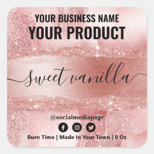 Soy Candle Labels In Glitter And Ink Style