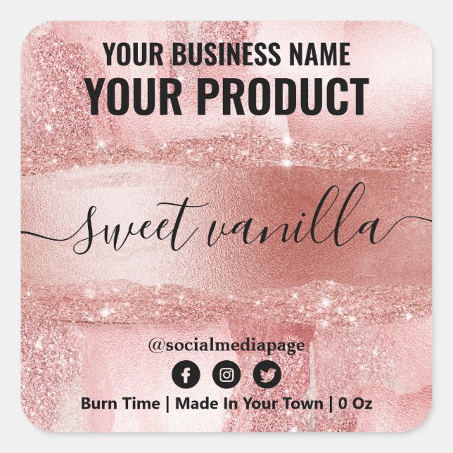 Soy Candle Labels In Glitter And Ink Style (Front)