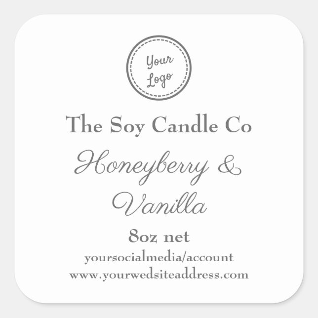 Soy Candle Personalised Add Your Logo Square Sticker (Front)
