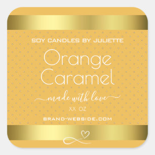 Soy Candles Packaging Labels Gold Orange Caramel