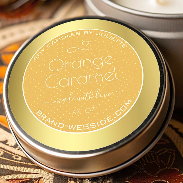 Soy Candles Packaging Labels Gold Orange Caramel (Creator Uploaded)