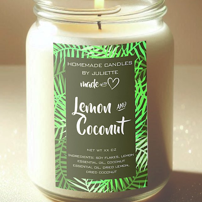 Soy Candles Tropical Leaves Green Leaf Packaging Food Label (Creator Uploaded)