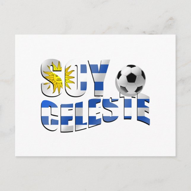 Soy Celeste Uruguay flag Futbol soccer ball logo Postcard (Front)