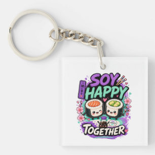 Soy Happy Together – Cute Kawaii Sushi Couple Key Ring
