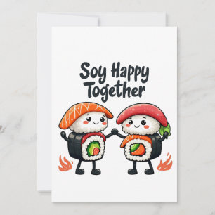 Soy happy together Sushi Kawaii Japanese Food Invitation