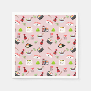 Soy in love cute light pink Kawaii Sushi Napkin