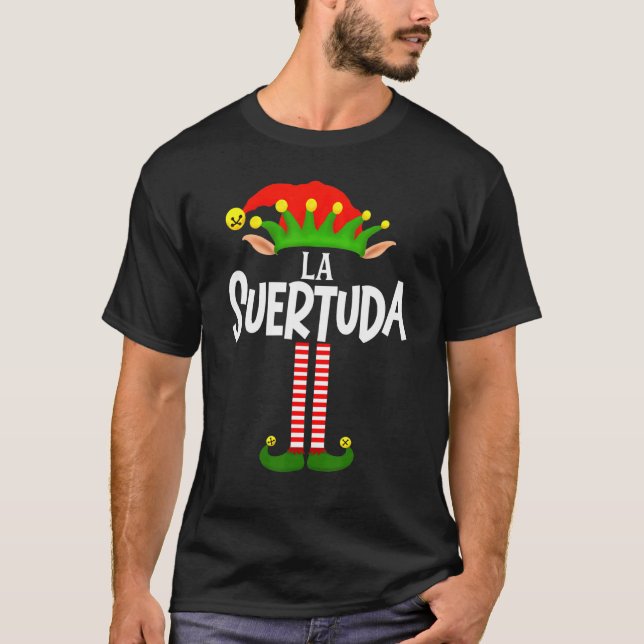 Soy La Suertuda Elf Family Group Matching In Spani T-Shirt (Front)