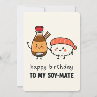 Soy-Mate Birthday Card – Cute Sushi & Soy Sauce 