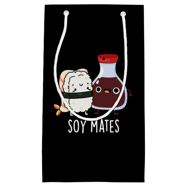 Soy Mates Funny Soy Sauce Pun Dark BG Small Gift Bag (Front)