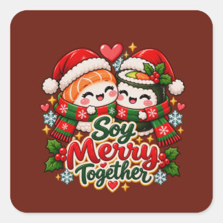 Soy Merry Together Kawaii Sushi Square Sticker