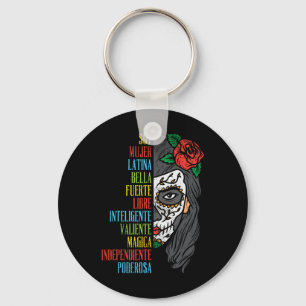 Soy Mujer Latina Sugar Skull Women Cinco De Mayo H Key Ring