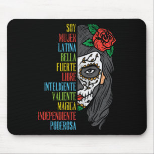 Soy Mujer Latina Sugar Skull Women Cinco De Mayo H Mouse Mat