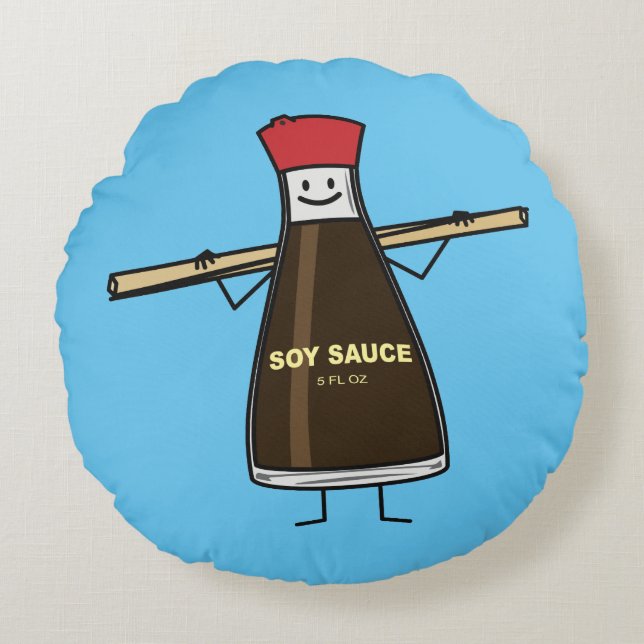Soy Sauce Bottle condiment Asian chopsticks Round Cushion (Front)