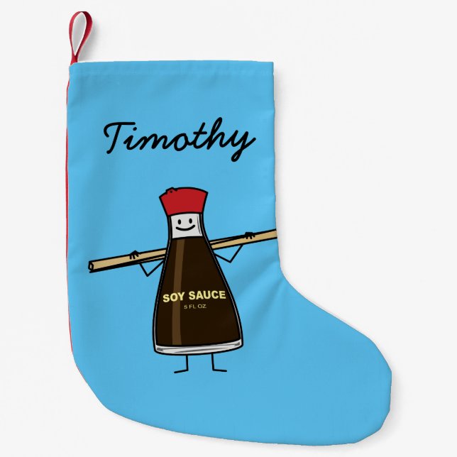 Soy Sauce Bottle condiment Asian chopsticks Small Christmas Stocking (Front)