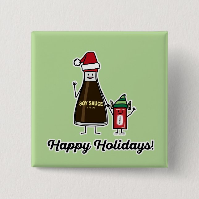 Soy Sauce Bottle Packet kid child Christmas Santa 15 Cm Square Badge (Front)