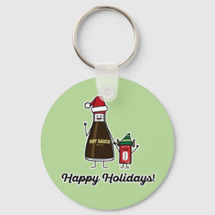 Soy Sauce Bottle Packet kid child Christmas Santa Key Ring
