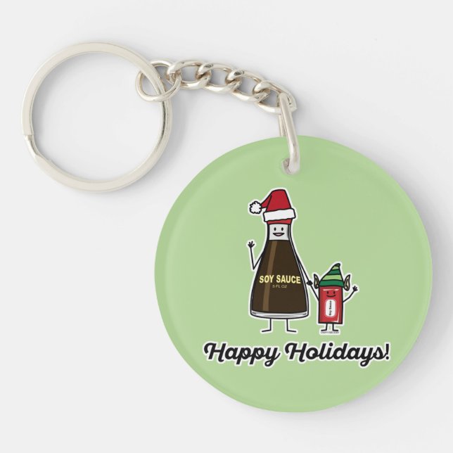 Soy Sauce Bottle Packet kid child Christmas Santa Key Ring (Front)
