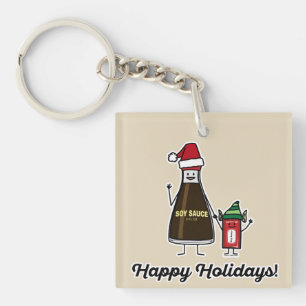 Soy Sauce Bottle Packet kid child Christmas Santa Key Ring