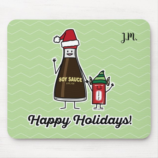 Soy Sauce Bottle Packet kid child Christmas Santa Mouse Mat (Front)