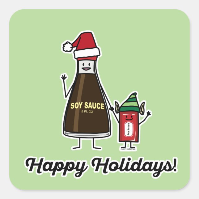 Soy Sauce Bottle Packet kid child Christmas Santa Square Sticker (Front)