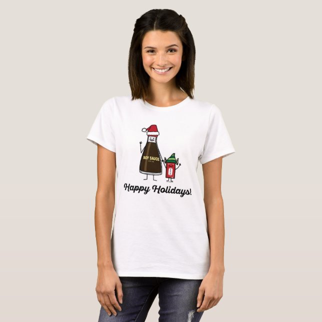 Soy Sauce Bottle Packet kid child Christmas Santa T-Shirt (Front Full)