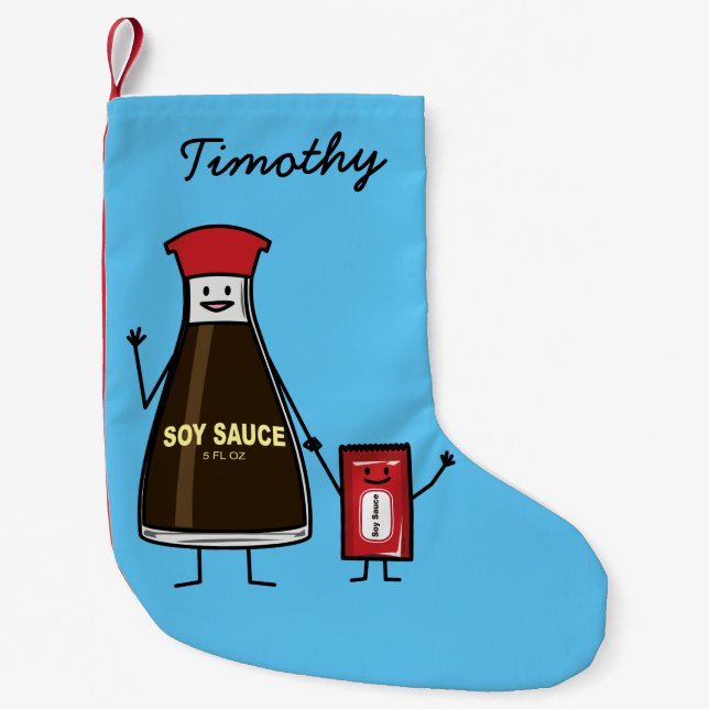 Soy Sauce Bottle Packet kid child condiment Asian Small Christmas Stocking (Front)