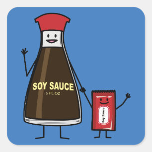 Soy Sauce Bottle Packet kid child condiment Asian Square Sticker