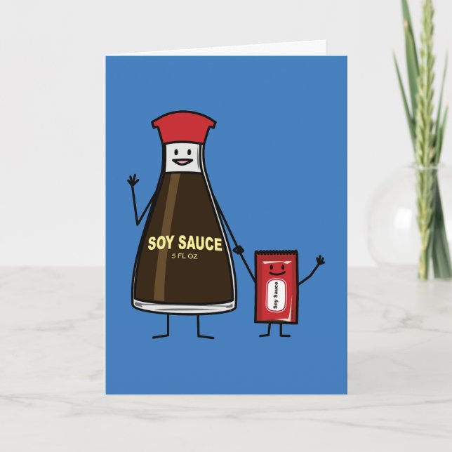 Soy Sauce Bottle Packet kid child condiment Asian Thank You Card (Front)