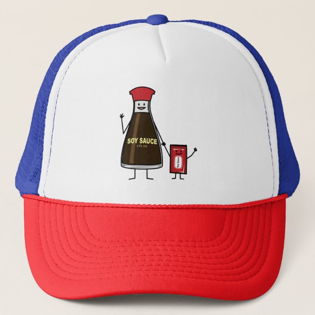 Soy Sauce Bottle Packet kid child condiment Asian Trucker Hat (Front)