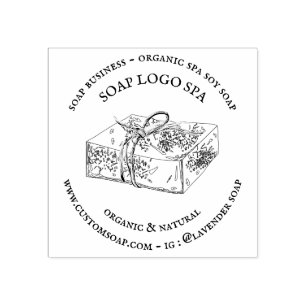 Soy Spa Logo Natural Soap & Skincare Rubber Stamp