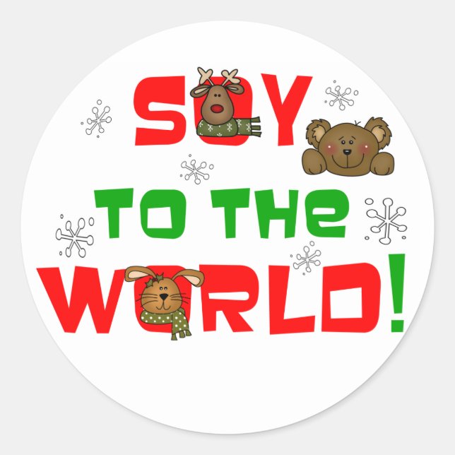 Soy to the World Holiday Classic Round Sticker (Front)