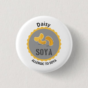Soya Allergy Alert Editable Name 3 Cm Round Badge