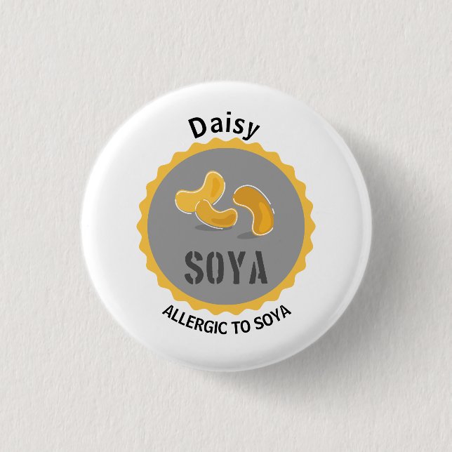 Soya Allergy Alert Editable Name 3 Cm Round Badge (Front)