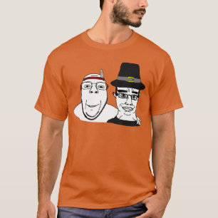 Soyjak Wojak Soyboyhanksgiving Pilgrim Native Amer T-Shirt