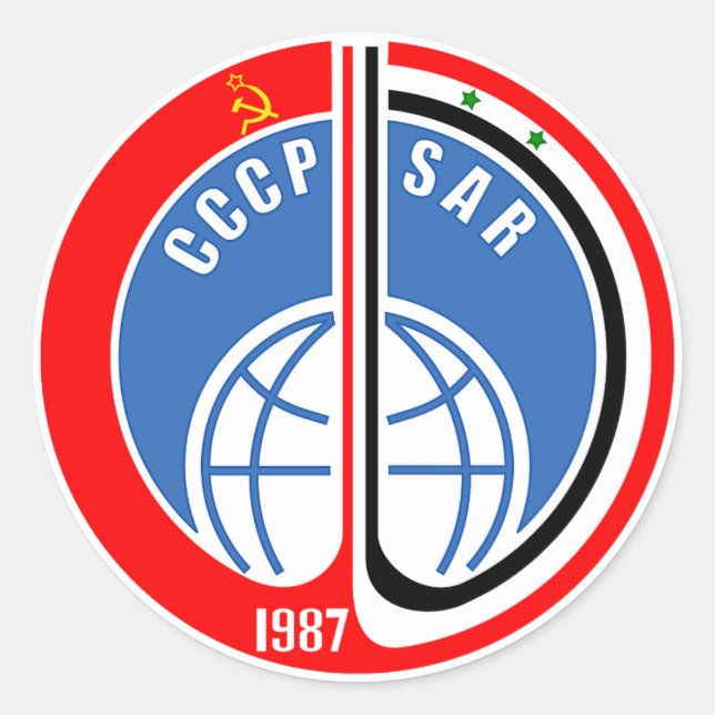 Soyuz TM-3 Mission Logo Classic Round Sticker (Front)