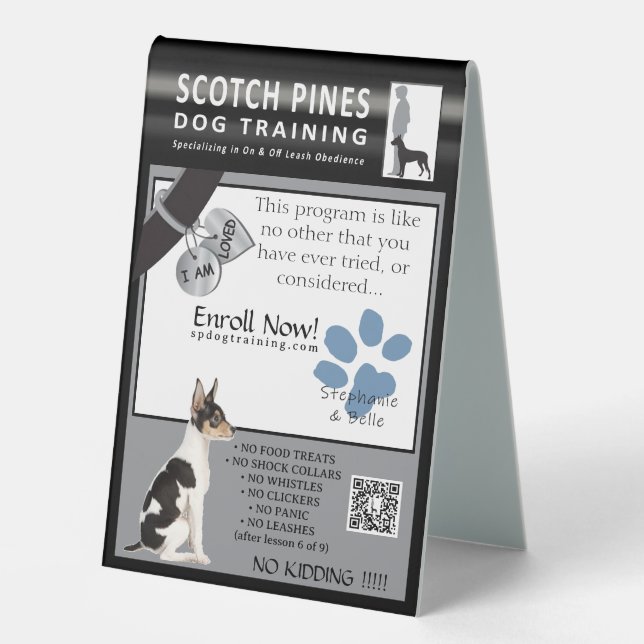 SP Dog Training Table Top for Vet Office Sign Smal (Front)