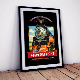 SP GS-4 Daylight Steam Locomotive Vintage Poster