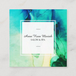 *~* Spa Abstract Artistic Green Turqoise Chic Square Business Card