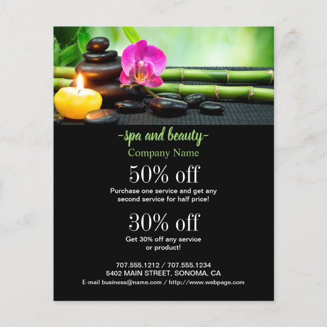 Spa and beauty business personalised flyer (Front)