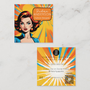 spa and beauty parlour Retro Pop Art woman Wow Square Business Card