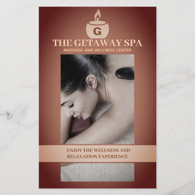 Spa and Massage Brown  Beige Flyer with Prices (Front)