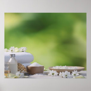 Spa and Wellness Utensils in a tropical garden Poster
