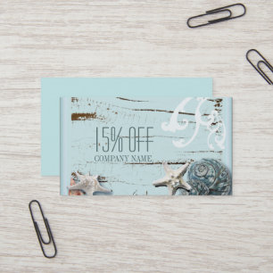 SPA aqua blue beach wood starfish seashells Business Card