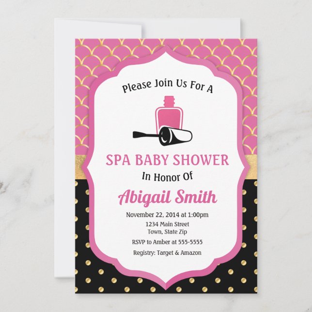 Spa Baby Shower Invitation Pamper Party (Front)