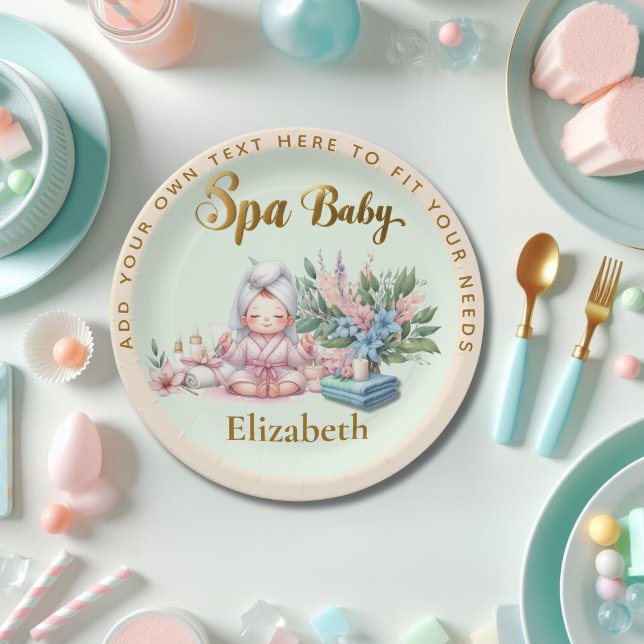 Spa Baby Shower Party Dinner ware Paper Plate (Creator Uploaded)