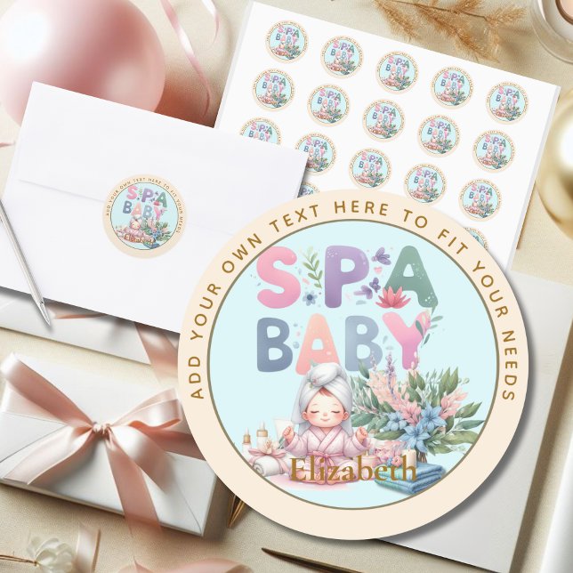 Spa Baby Shower Thank You Favour Goody Bag Gift Classic Round Sticker (Creator Uploaded)