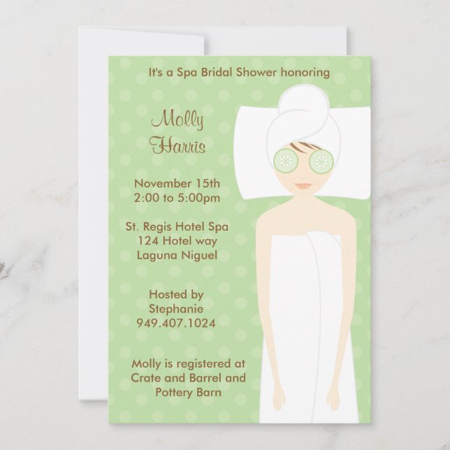 Spa Bachelorette Party Invitation (Front)